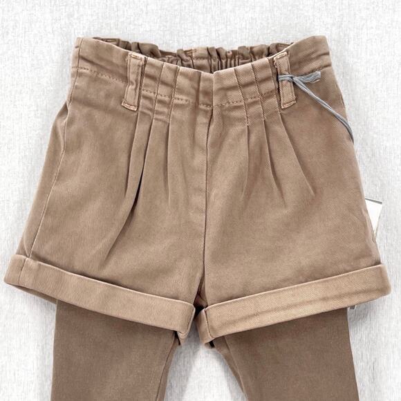 IL GUFO Bermuda Legging Pant Baby Toddler Tan 6 Month Shorts Layered Pull On NEW - Picture 3 of 13